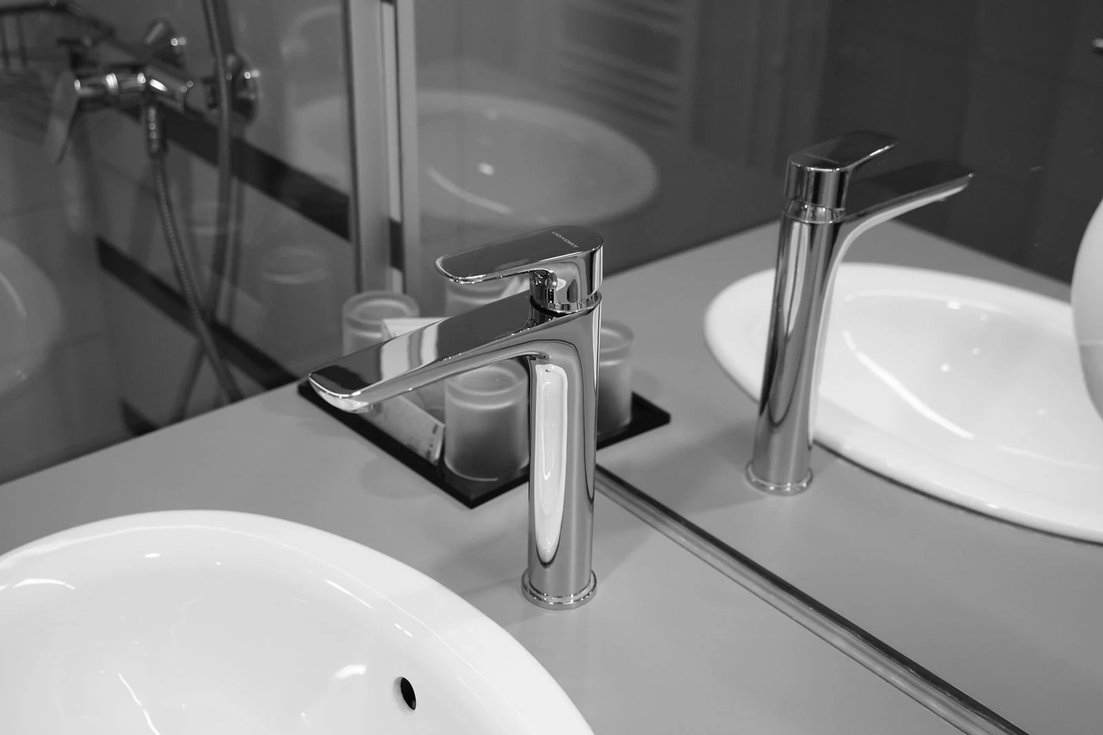Chrome bathroom mixer tap